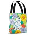 One Bella Casa One Bella Casa 72695TT18P 18 in. Today is Your Day Florals Polyester Tote Bag by Ana Victoria Calderon; Multi Color 72695TT18P